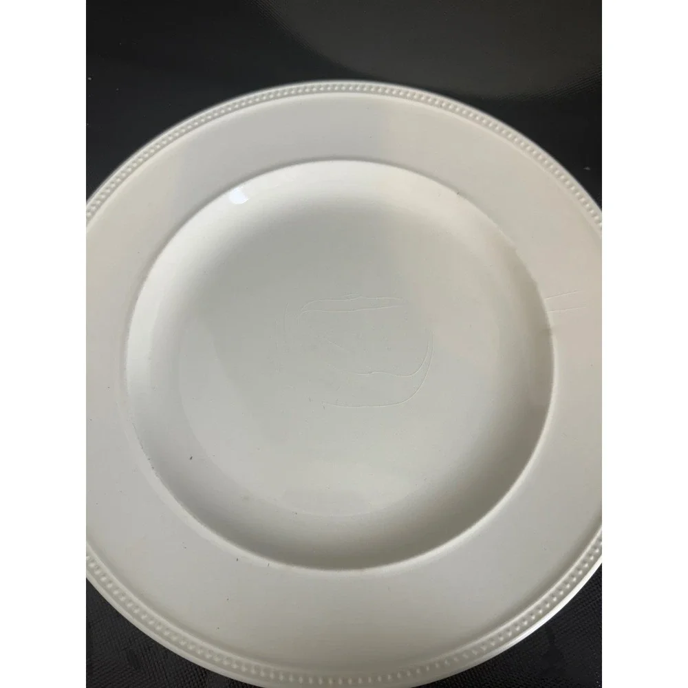 Wedgwood‎ Windsor Cream White Dinner Plates Set of 4 Beaded Rim Made in England